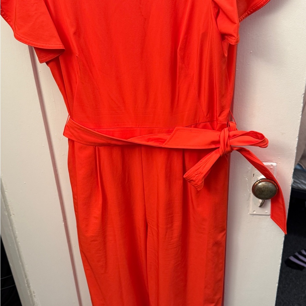 Vibrant Orange Dress with Tie Waist